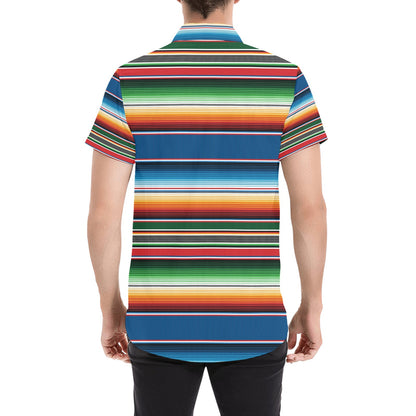 Serape Print Design LKS303 Men Short Sleeve Button Up Shirt