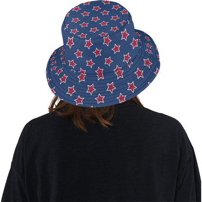 Star Red Blue Print Design LKS301 Unisex Bucket Hat