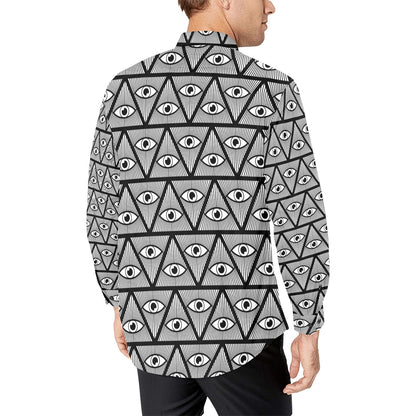 Third Eye Pattern Print Design LKS304 Men's Long Sleeve Dress Shirt