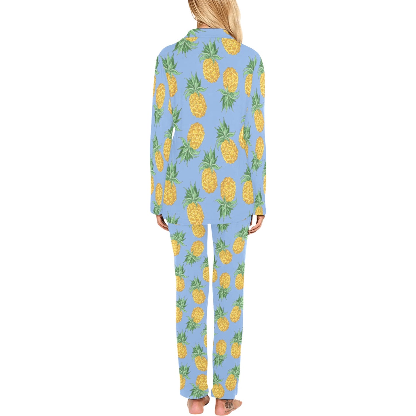 Pineapple Pattern Print Design A04 Women's Long Pajama Set