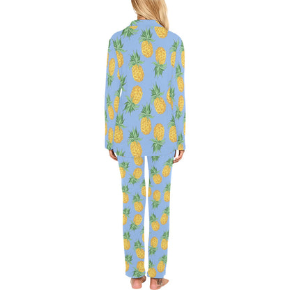 Pineapple Pattern Print Design A04 Women's Long Pajama Set