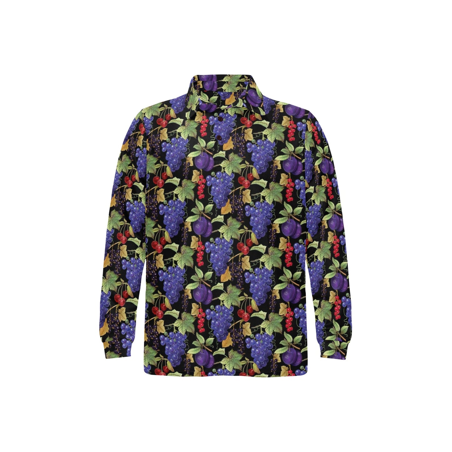 Grape Pattern Print Design GP05 Long Sleeve Polo Shirt For Men's