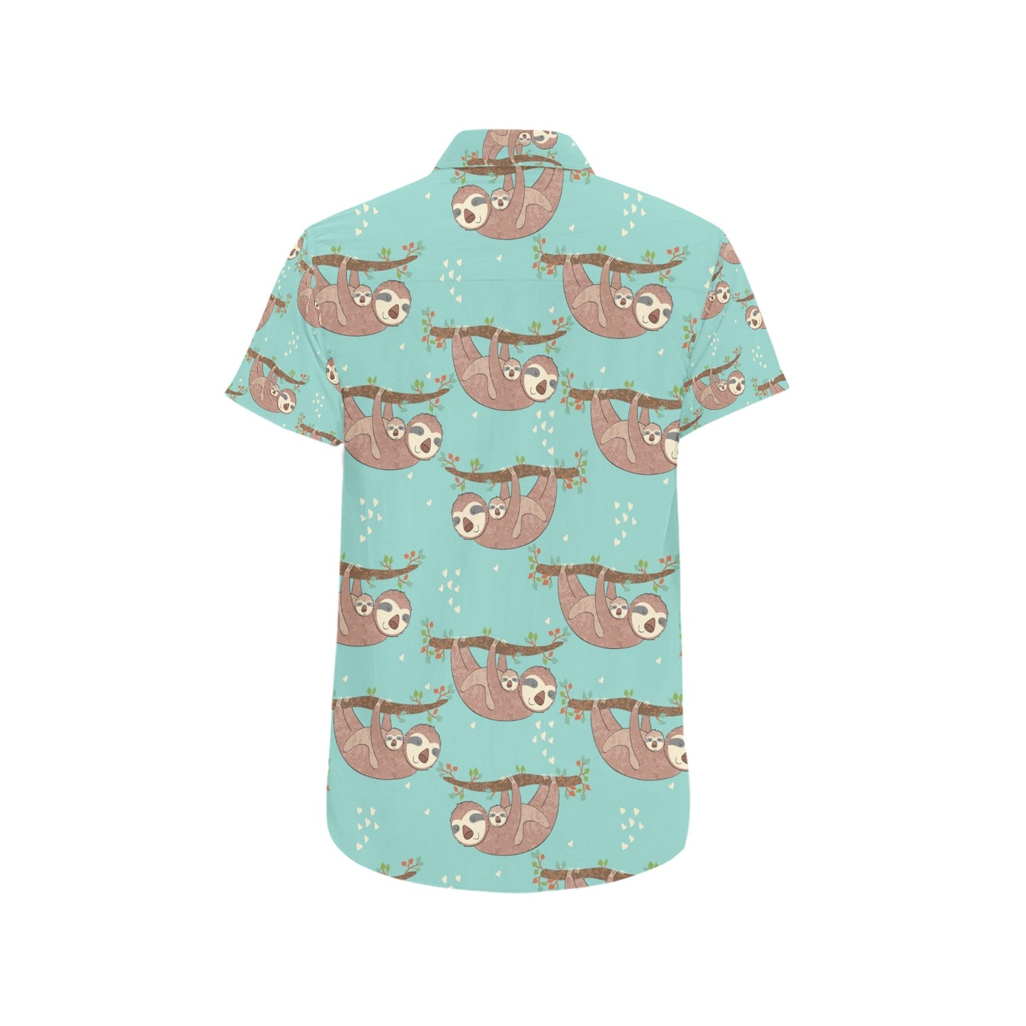Sloth Print Design LKS302 Men Short Sleeve Button Up Shirt