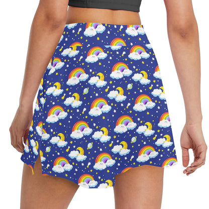 Rainbow Space Design Print 17" Golf & Pickleball Skort with Pockets