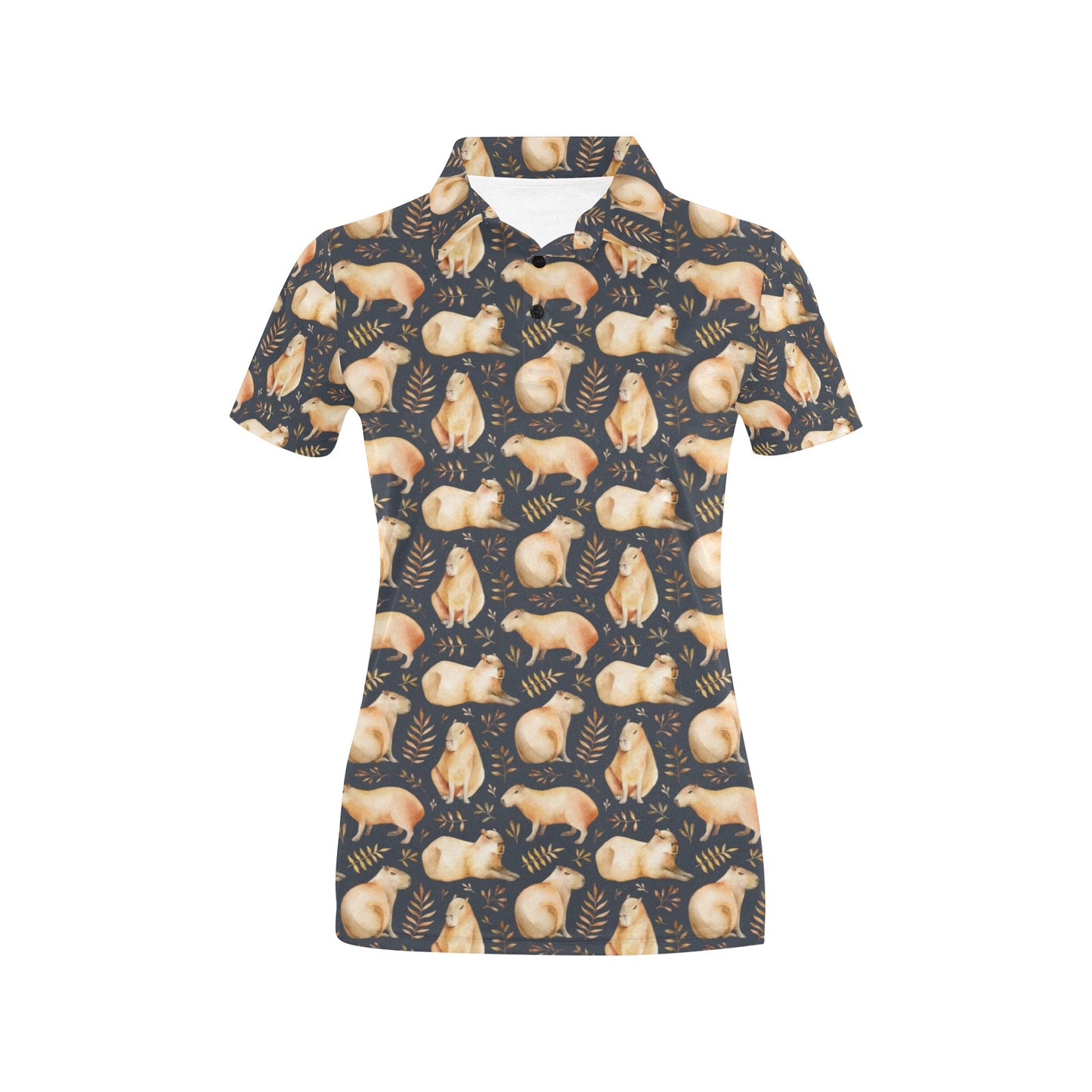 Capybara Pattern Print Design 02 Women's Polo Shirt