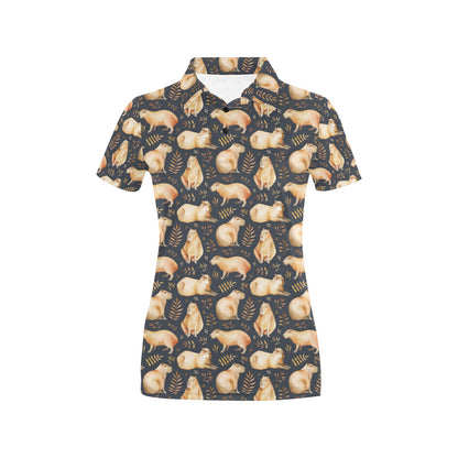 Capybara Pattern Print Design 02 Women's Polo Shirt