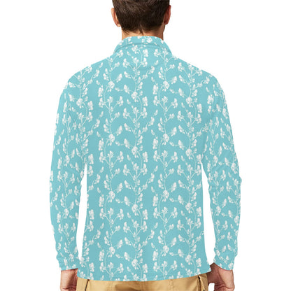 Sweet Pea Print Design LKS302 Long Sleeve Polo Shirt For Men's