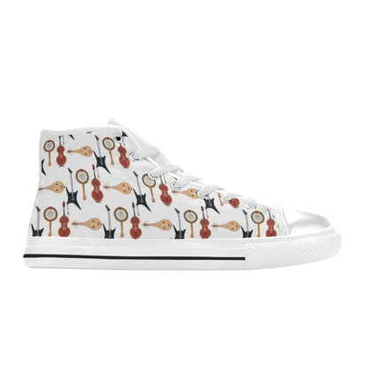 Banjo Print Design LKS403 Men's High Top Canvas Shoes