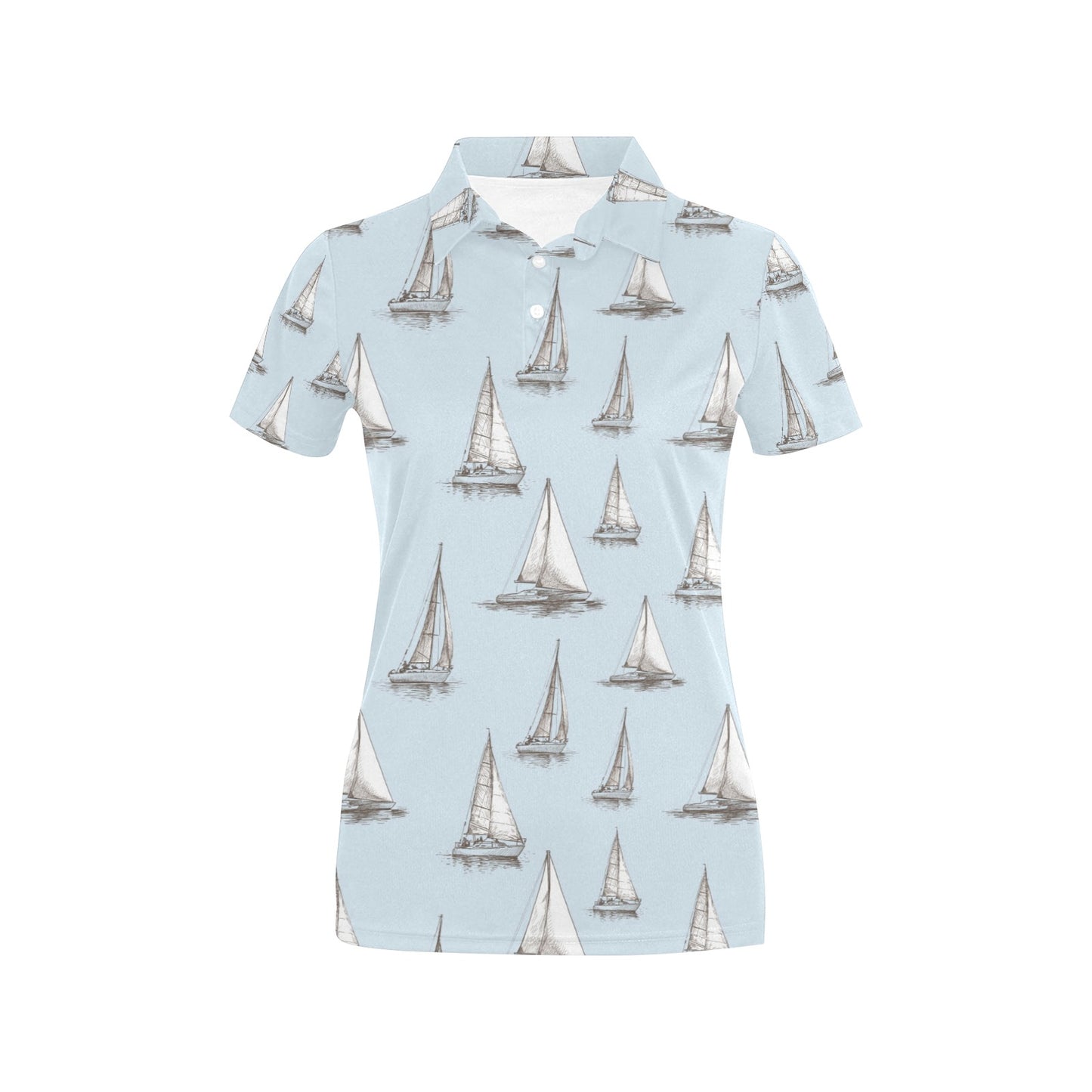 Sailing Ships Pattern Print Design A01 Women's Polo Shirt