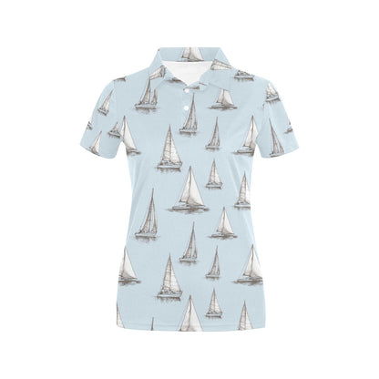 Sailing Ships Pattern Print Design A01 Women's Polo Shirt