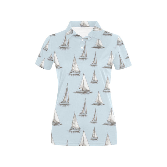 Sailing Ships Pattern Print Design A01 Women's Polo Shirt