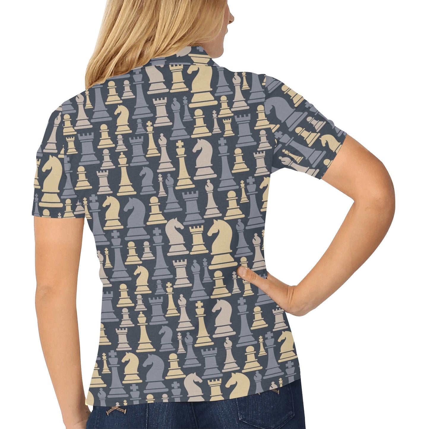Chess Pattern Print Design 04 Women's Polo Shirt
