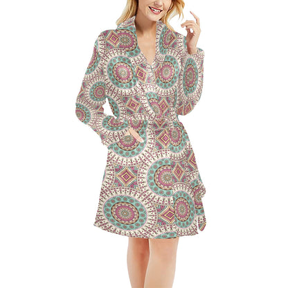 Bohemian Round Style Print Women's Fleece Robe