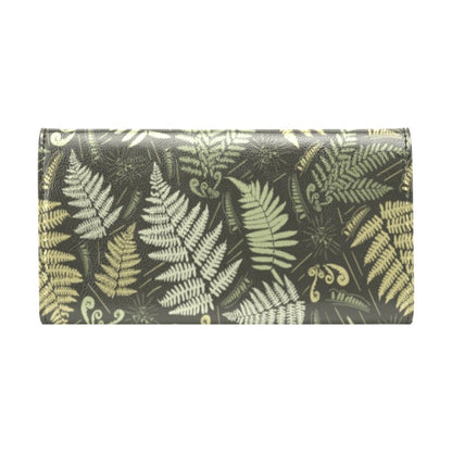 Fern Leave Green Print Pattern Women's Trifold Wallet