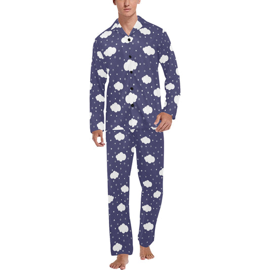 Cloud Pattern Print Design 03 Men's Long Pajama Set