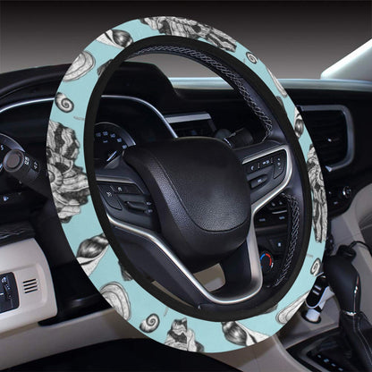 Seashell Beach Print Design LKS302 Steering Wheel Cover with Elastic Edge