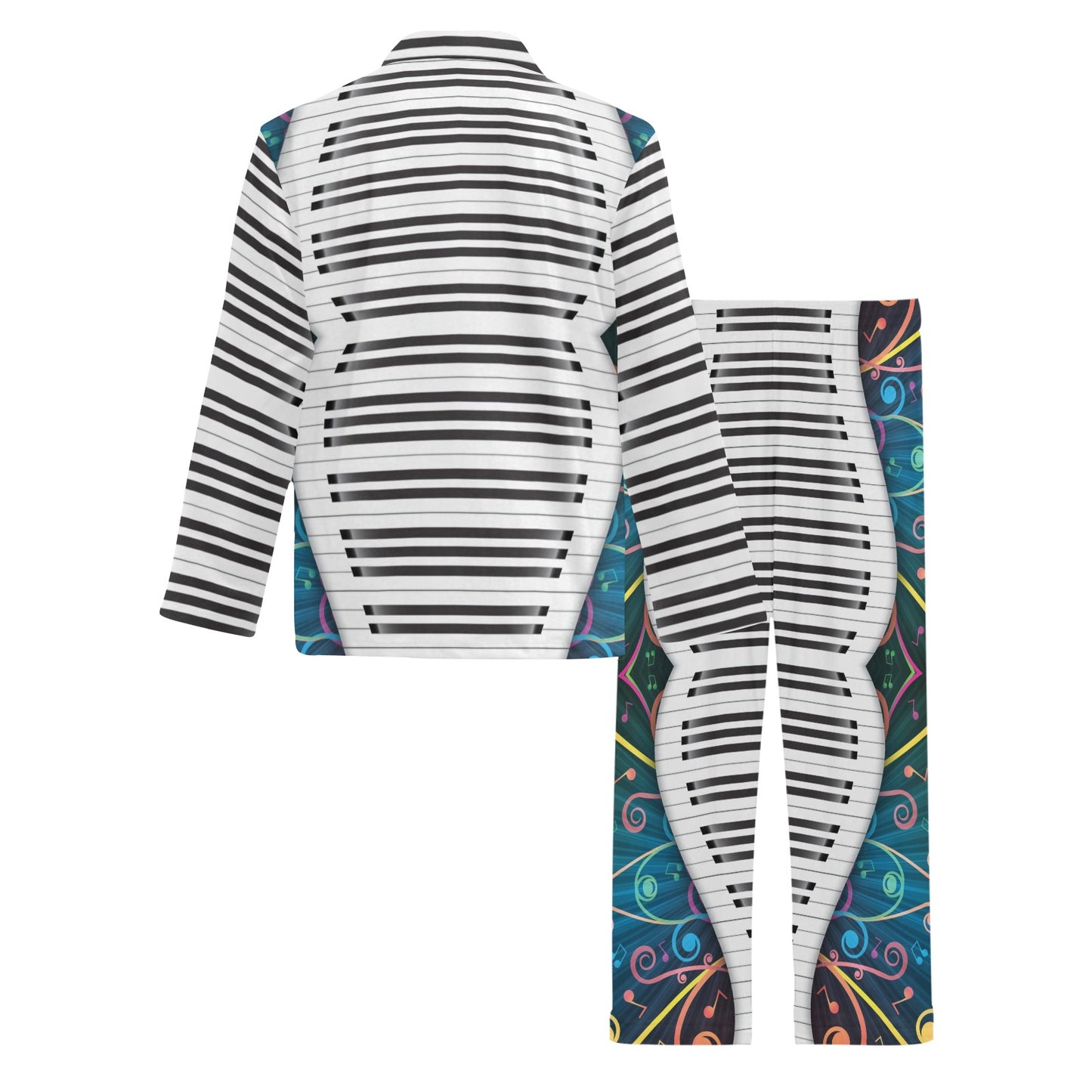 Piano Pattern Print Design 01 Men's Long Pajama Set