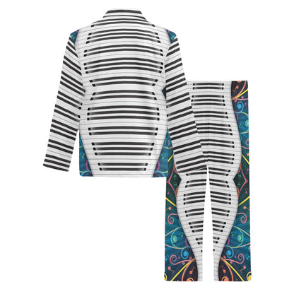 Piano Pattern Print Design 01 Men's Long Pajama Set