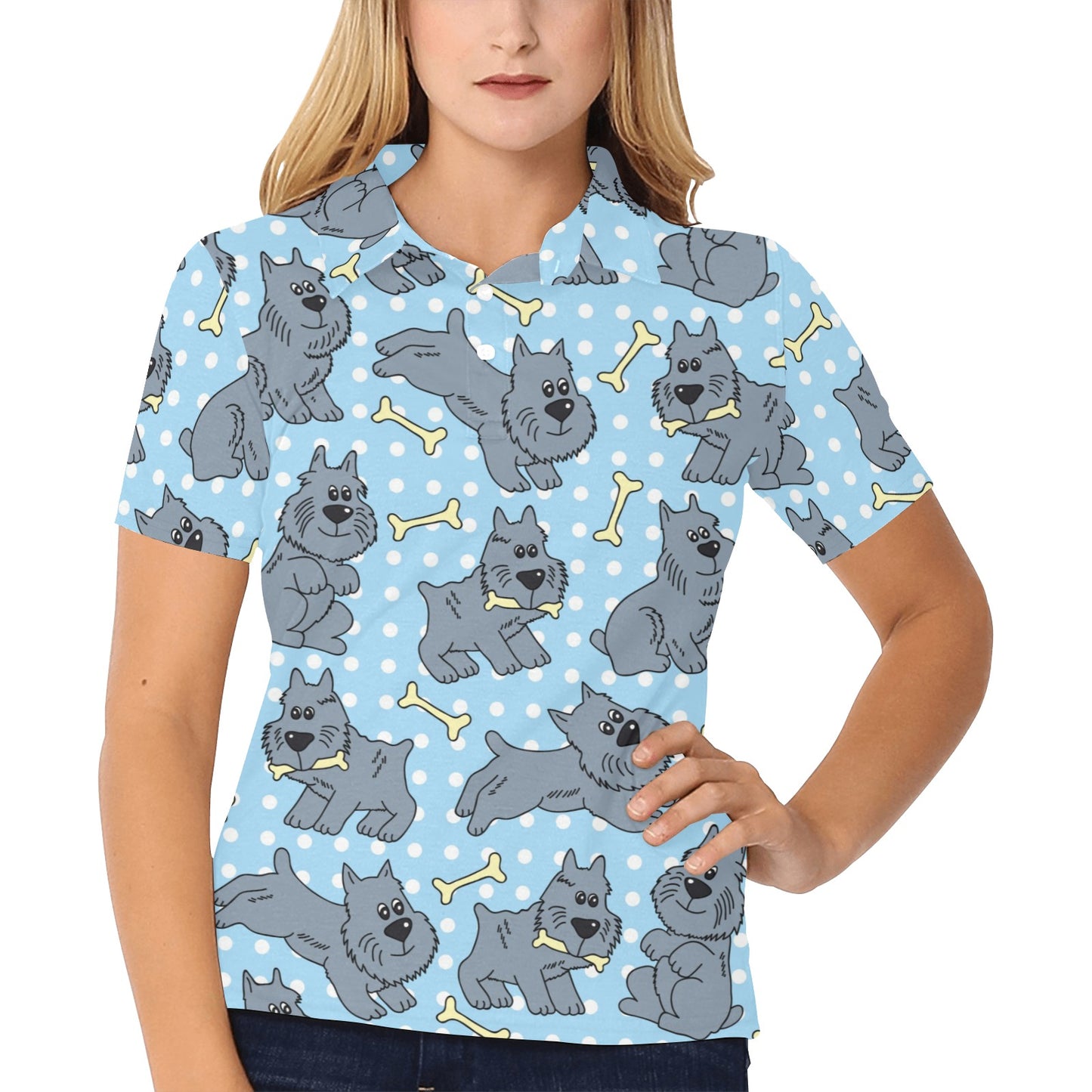 Schnauzers Pattern Print Design A02 Women's Polo Shirt
