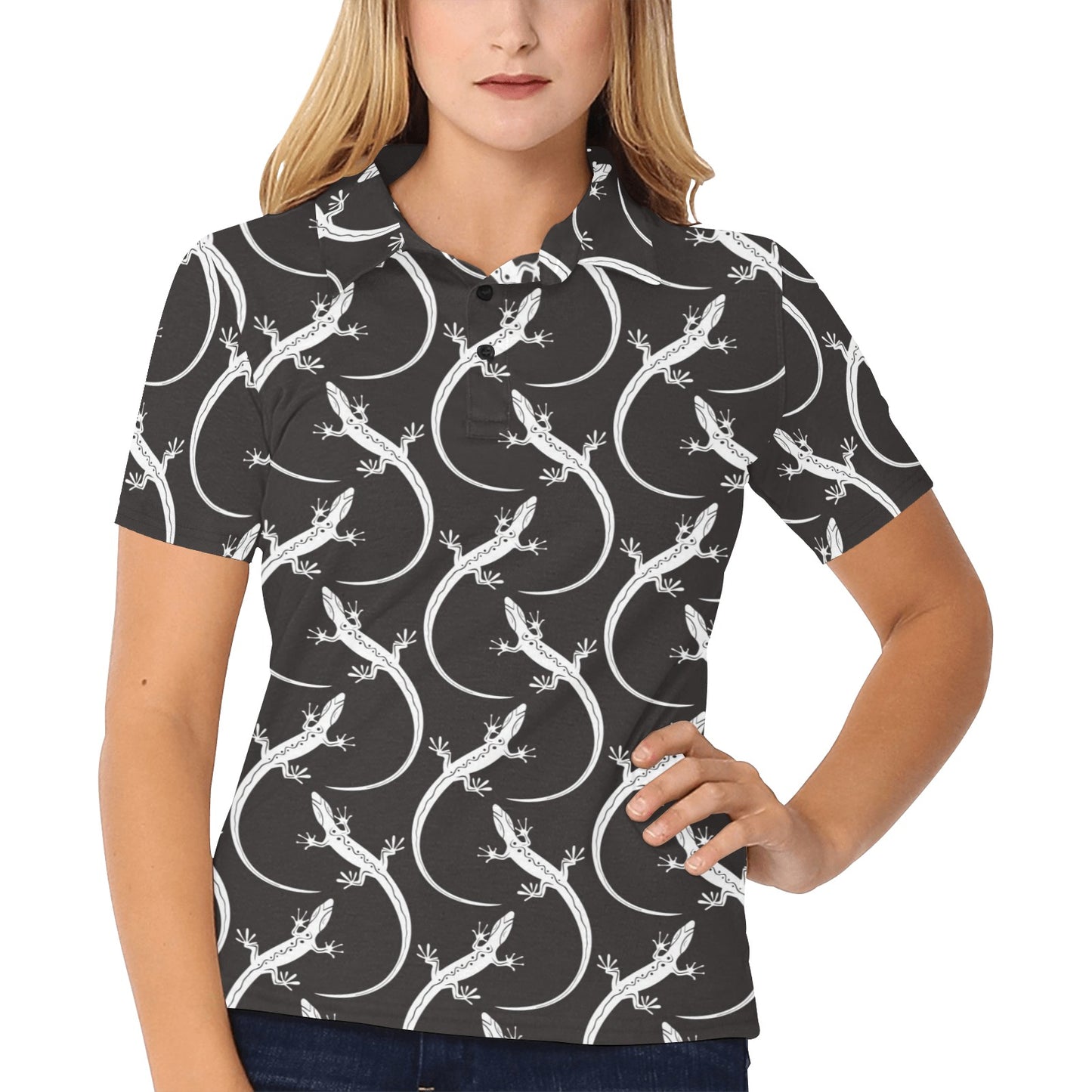 lizard Pattern Print Design 01 Women's Polo Shirt