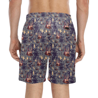 Creepy Graveyard Print Design LKS301 Men's Swim Trunks Beach Shorts