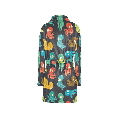 Octopus Pattern Print Design A01 Women's Fleece Robe