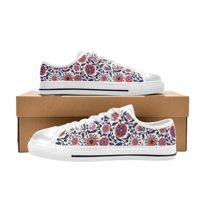 Suzani Print Design LKS304 Women's White Low Top Shoes