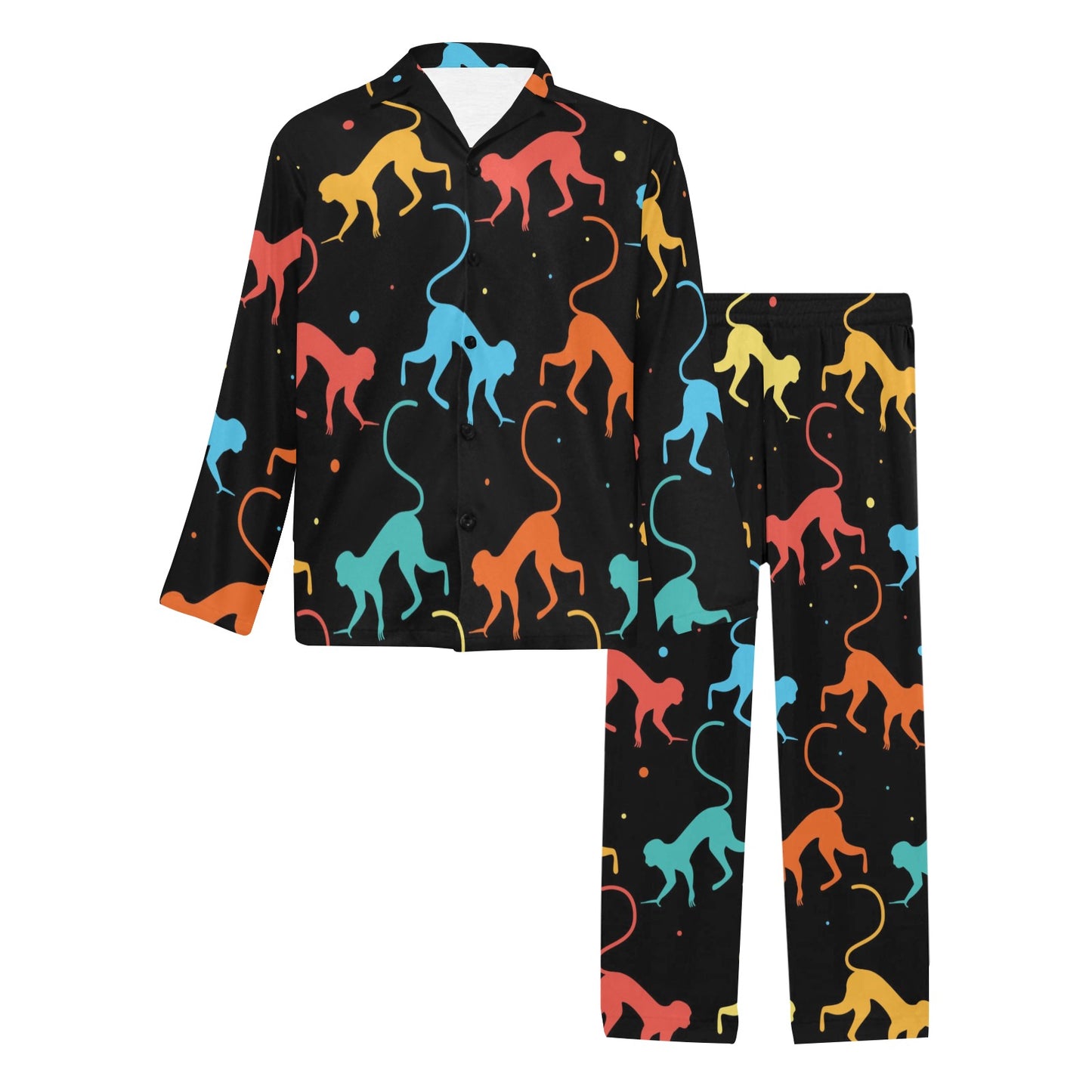 Monkey Pattern Print Design 01 Men's Long Pajama Set