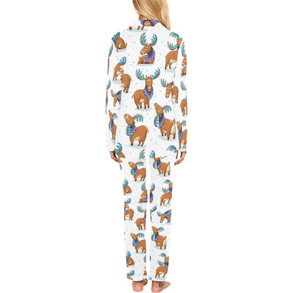 Moose Cute Pattern Print Design 01 Women's Long Pajama Set