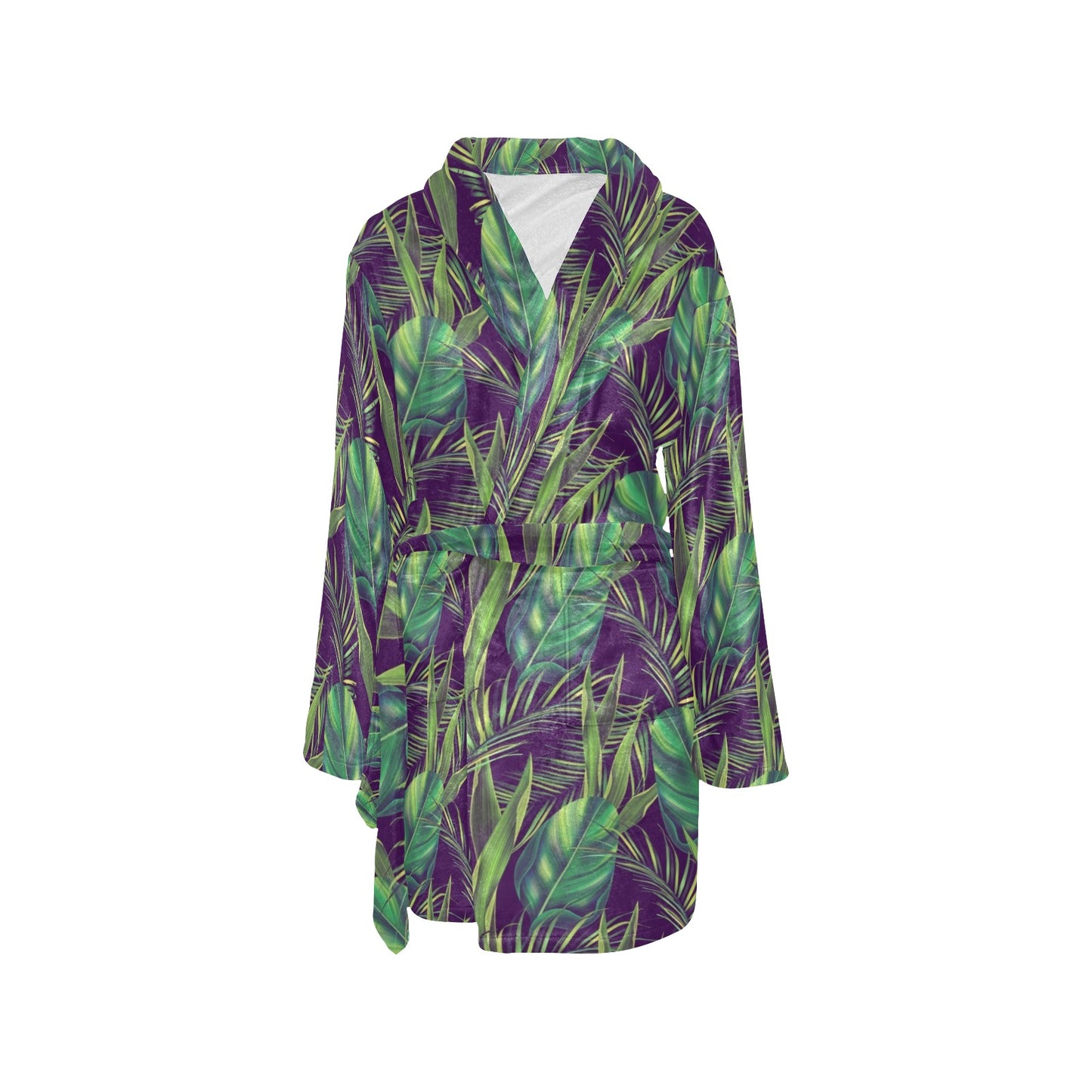 Palm Leaves Pattern Print Design PL03 Women's Fleece Robe