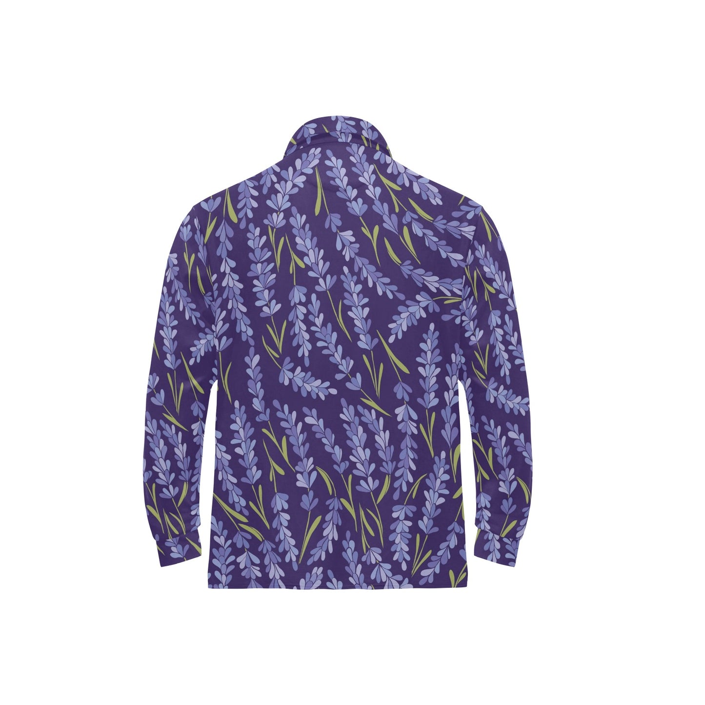 Lavender Pattern Print Design 03 Long Sleeve Polo Shirt For Men's