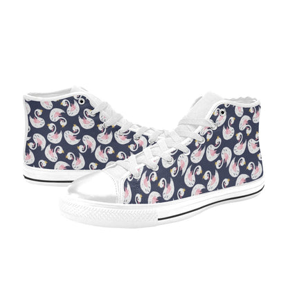 Swan Print Design LKS403 Men's High Top Canvas Shoes