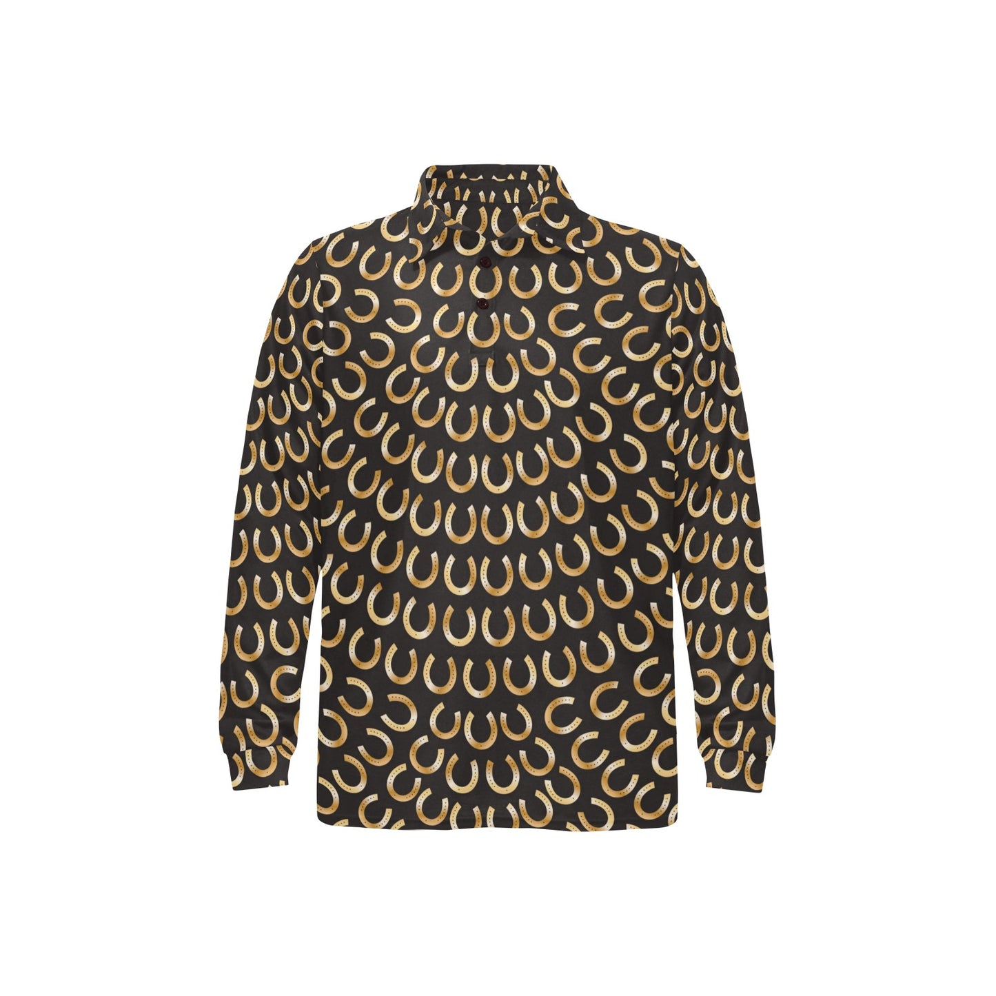 Horseshoe Print Design LKS304 Long Sleeve Polo Shirt For Men's