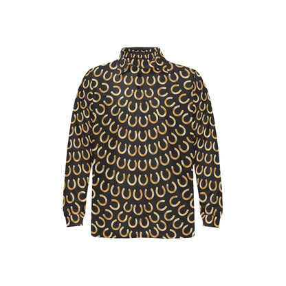 Horseshoe Print Design LKS304 Long Sleeve Polo Shirt For Men's