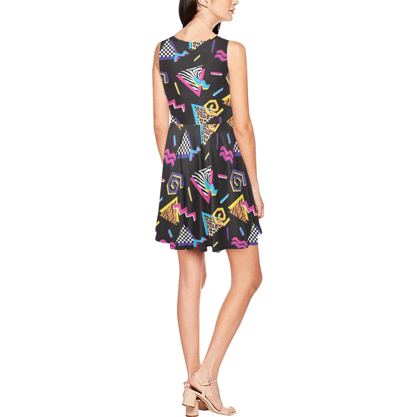 80s Pattern Print Design 3 Sleeveless Dress