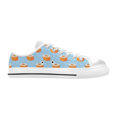 Salmon Sushi Print Design LKS307 Women's White Low Top Shoes