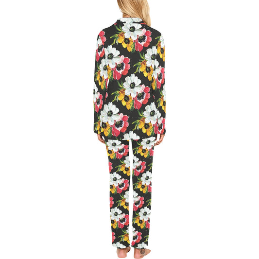Anemone Pattern Print Design AM07 Women's Long Pajama Set