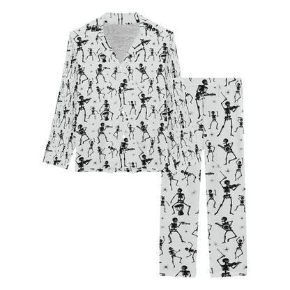 Skeleton Music Player Print Design LKS303 Women's Long Pajama Set