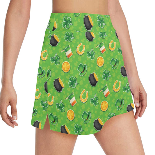 Shamrock Saint Patrick's Day Print Design LKS302 17" Golf & Pickleball Skort with Pockets