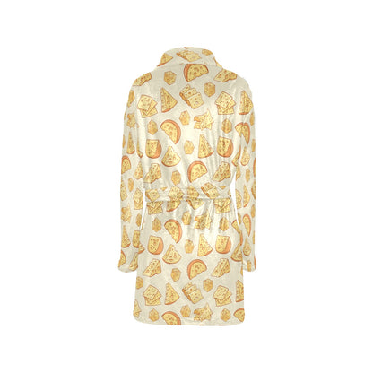 Cheese Pattern Print Design 01 Women's Fleece Robe