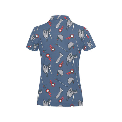Equestrian Equipment Background Women's Polo Shirt