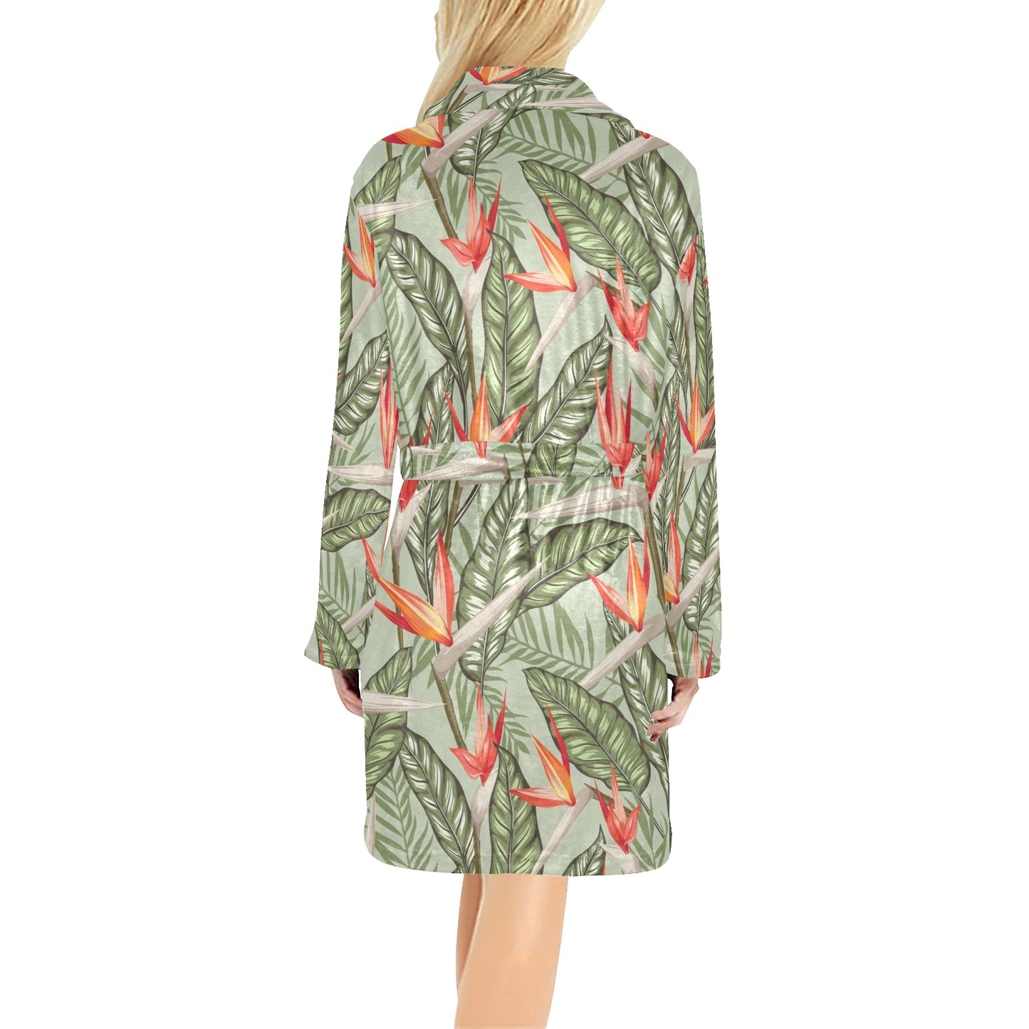 Bird Of Paradise Pattern Print Design BOP08 Women's Fleece Robe