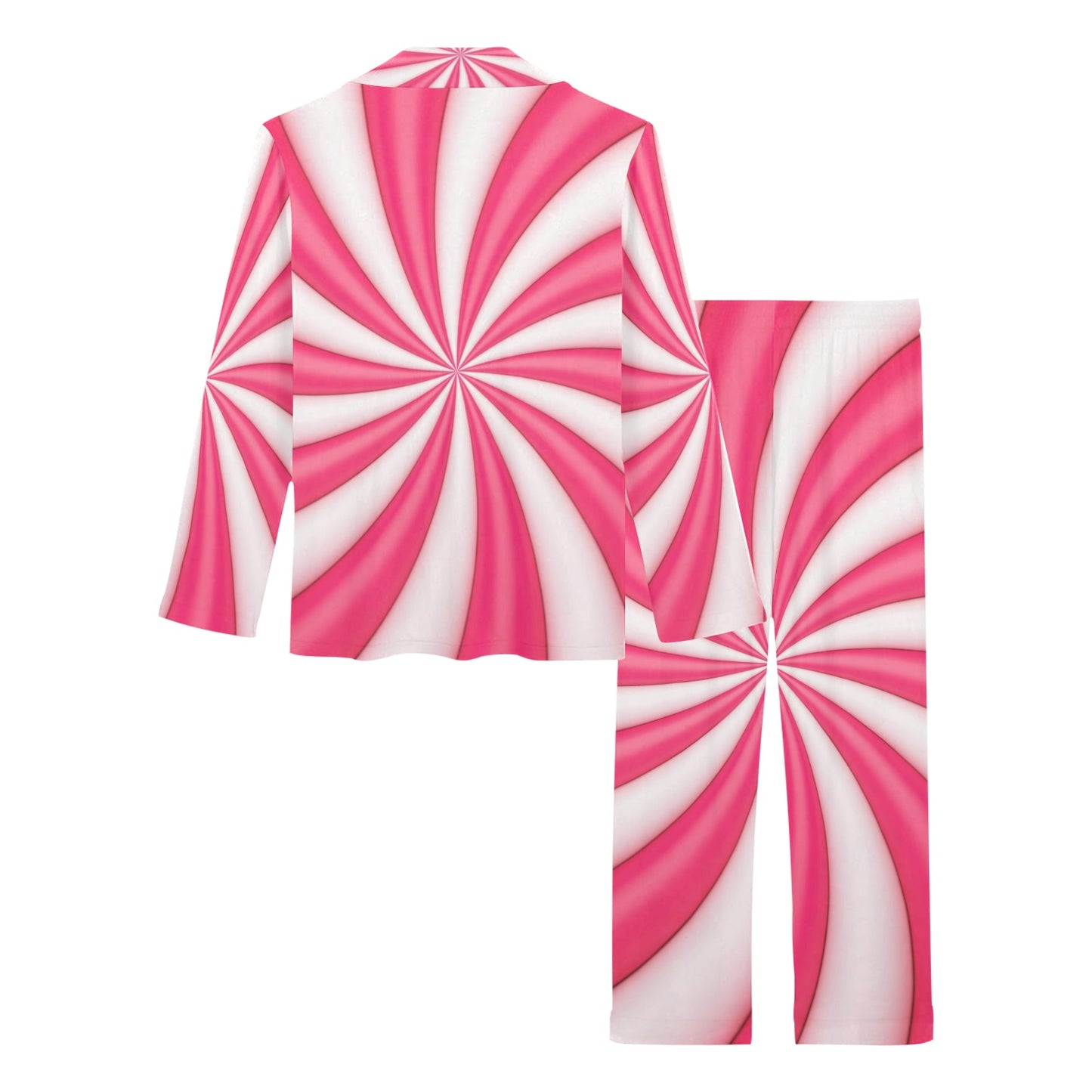 Vortex Twist Swirl Candy Print Women's Long Pajama Set