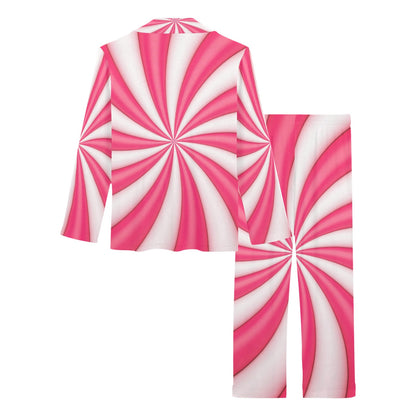 Vortex Twist Swirl Candy Print Women's Long Pajama Set