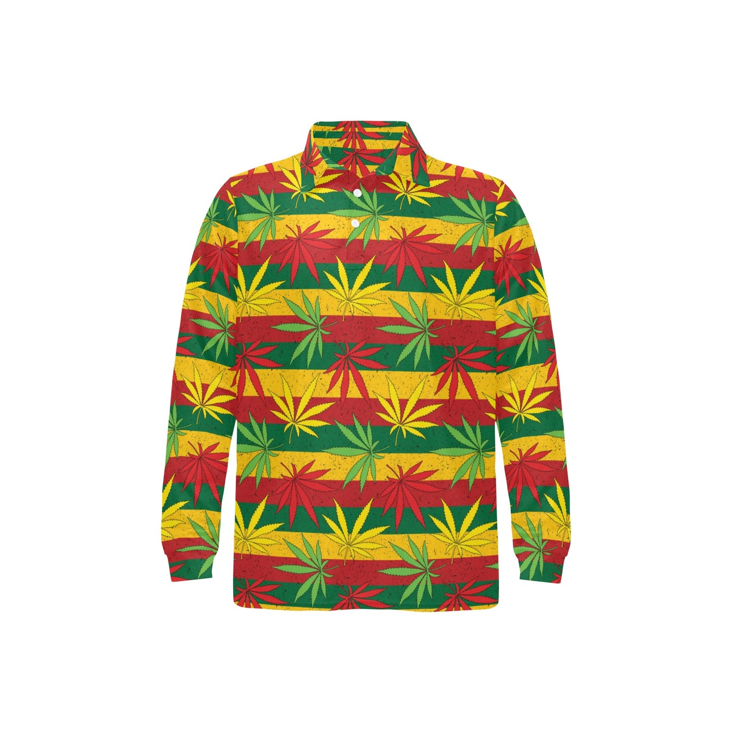 Rasta Pattern Print Design A03 Long Sleeve Polo Shirt For Men's