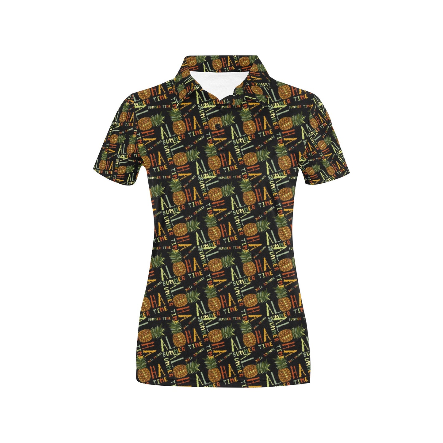 Aloha Hawaii Time Design Themed Print Women's Polo Shirt