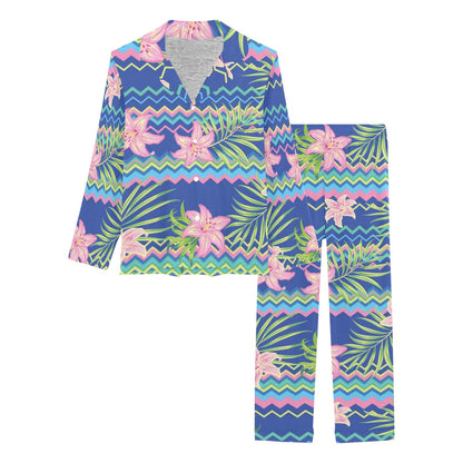 Lily Pattern Print Design LY015 Women's Long Pajama Set