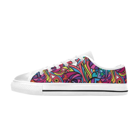 Trippy Print Design LKS302 Women's White Low Top Shoes