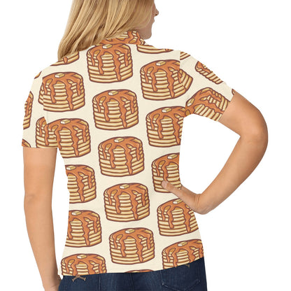 Pancake Pattern Print Design A02 Women's Polo Shirt