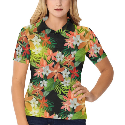 Amaryllis Pattern Print Design AL07 Women's Polo Shirt